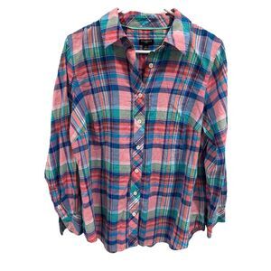 Talbots Plus Women's Plaid Button-Up Shirt Multicolor Size X‎